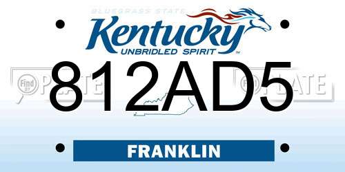 812AD5 Kentucky License Plate