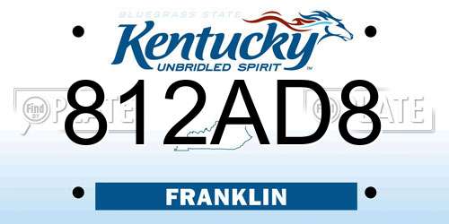 812AD8 Kentucky License Plate