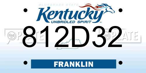 812D32 Kentucky License Plate