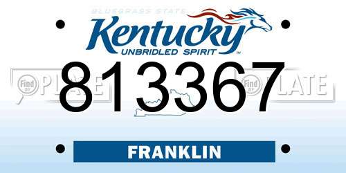 813367 Kentucky License Plate