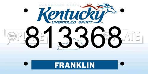813368 Kentucky License Plate