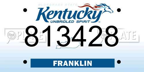 813428 Kentucky License Plate