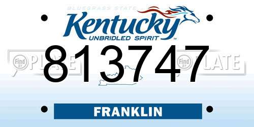 813747 Kentucky License Plate