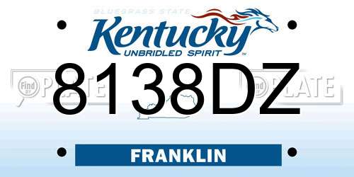 8138DZ Kentucky License Plate