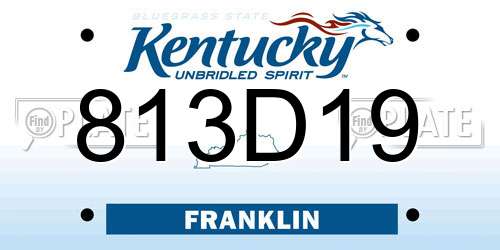 813D19 Kentucky License Plate
