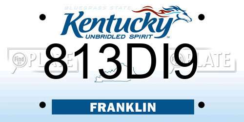 813DI9 Kentucky License Plate