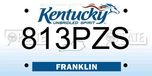 813PZS Kentucky License Plate