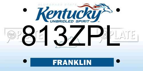 813ZPL Kentucky License Plate