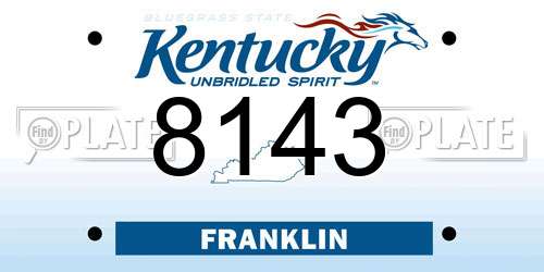 8143 Kentucky License Plate