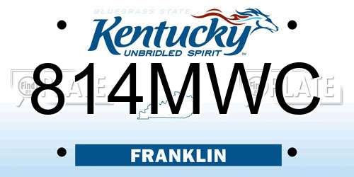 814MWC Kentucky License Plate