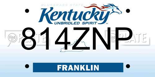 814ZNP Kentucky License Plate