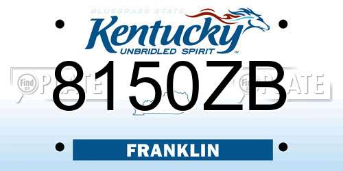 8150ZB Kentucky License Plate