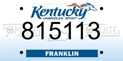 815113 Kentucky License Plate