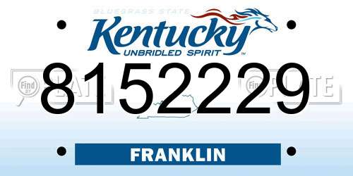 8152229 Kentucky License Plate
