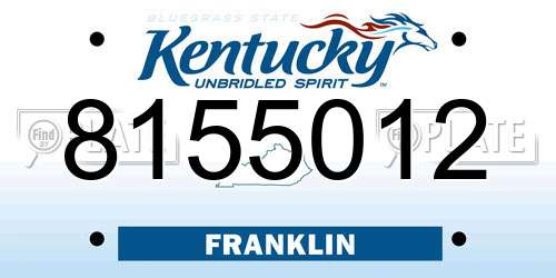 8155012 Kentucky License Plate