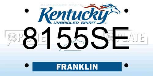 8155SE Kentucky License Plate