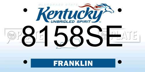 8158SE Kentucky License Plate
