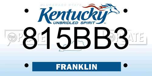 815BB3 Kentucky License Plate