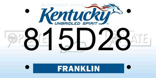 815D28 Kentucky License Plate