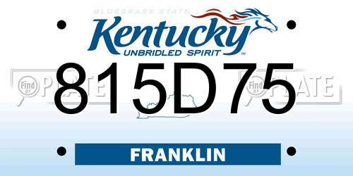 815D75 Kentucky License Plate