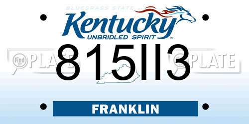 815II3 Kentucky License Plate