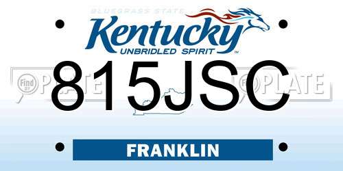 815JSC Kentucky License Plate