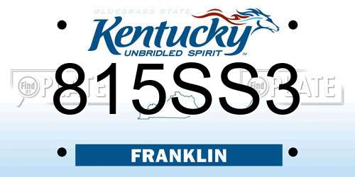 815SS3 Kentucky License Plate