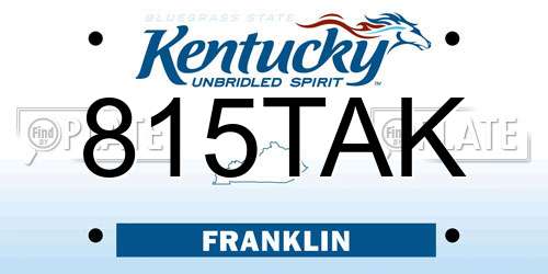 815TAK Kentucky License Plate