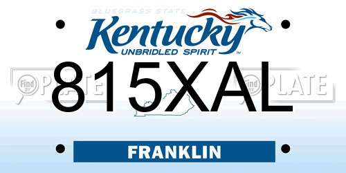 815XAL Kentucky License Plate