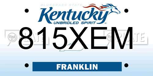 815XEM Kentucky License Plate