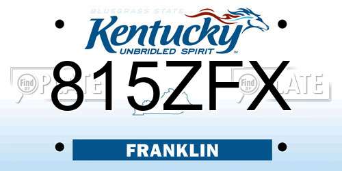 815ZFX Kentucky License Plate