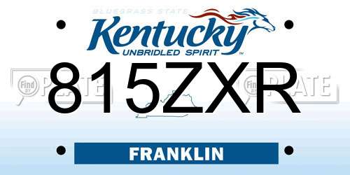 815ZXR Kentucky License Plate