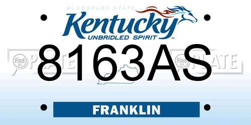 8163AS Kentucky License Plate