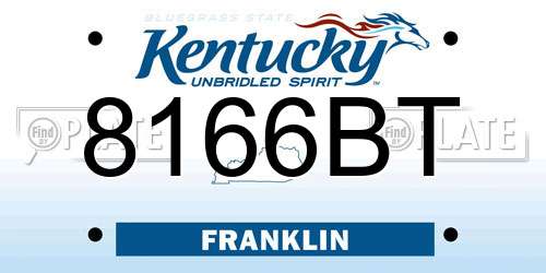 8166BT Kentucky License Plate