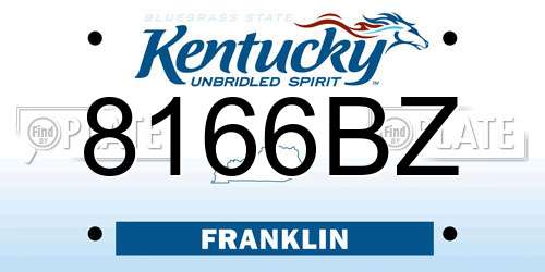 8166BZ Kentucky License Plate