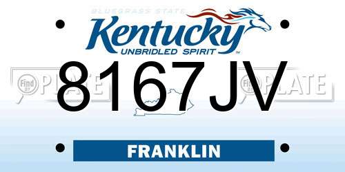 8167JV Kentucky License Plate