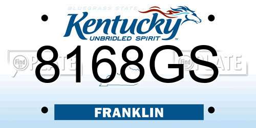 8168GS Kentucky License Plate