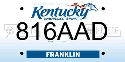 816AAD Kentucky License Plate