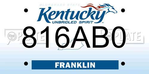 816AB0 Kentucky License Plate