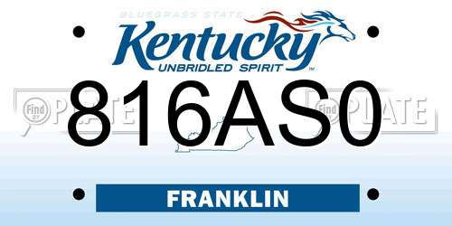816AS0 Kentucky License Plate