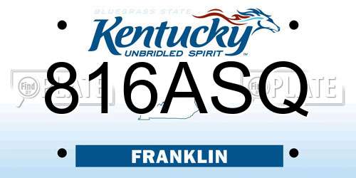 816ASQ Kentucky License Plate