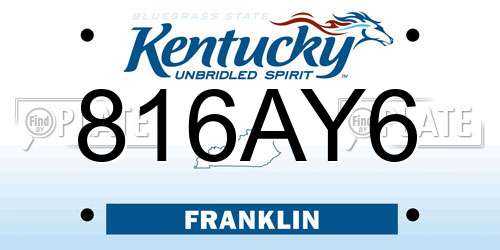 816AY6 Kentucky License Plate