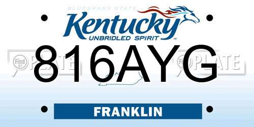 816AYG Kentucky License Plate
