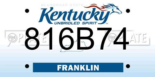 816B74 Kentucky License Plate