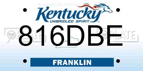 816DBE Kentucky License Plate