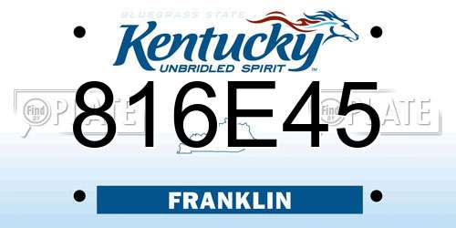 816E45 Kentucky License Plate