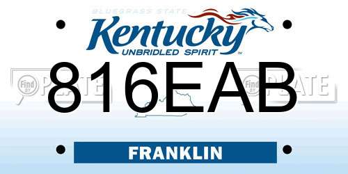 816EAB Kentucky License Plate