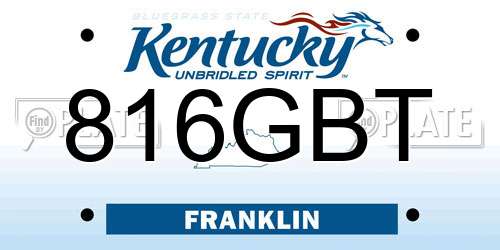 816GBT Kentucky License Plate