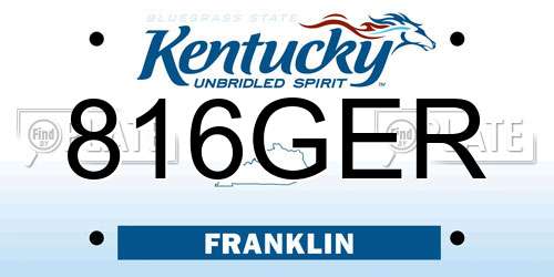 816GER Kentucky License Plate