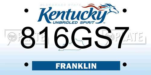 816GS7 Kentucky License Plate
